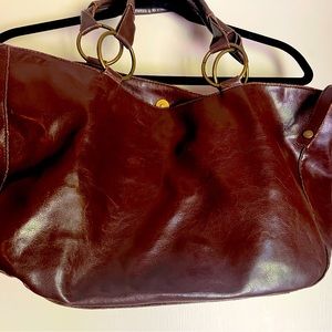 Leather cognac satchel purse handbag